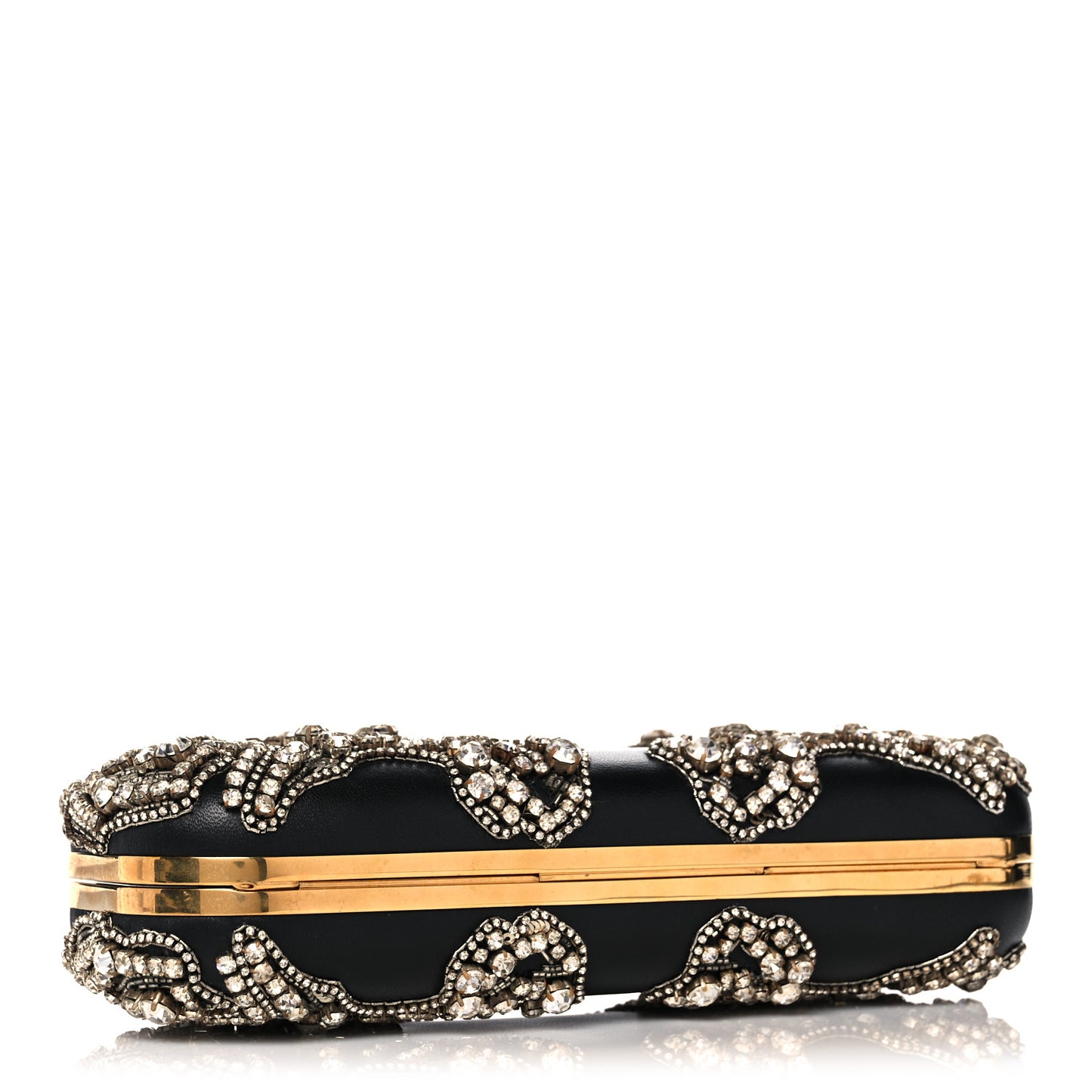 Silk Crystal Knucklebox Clutch Black