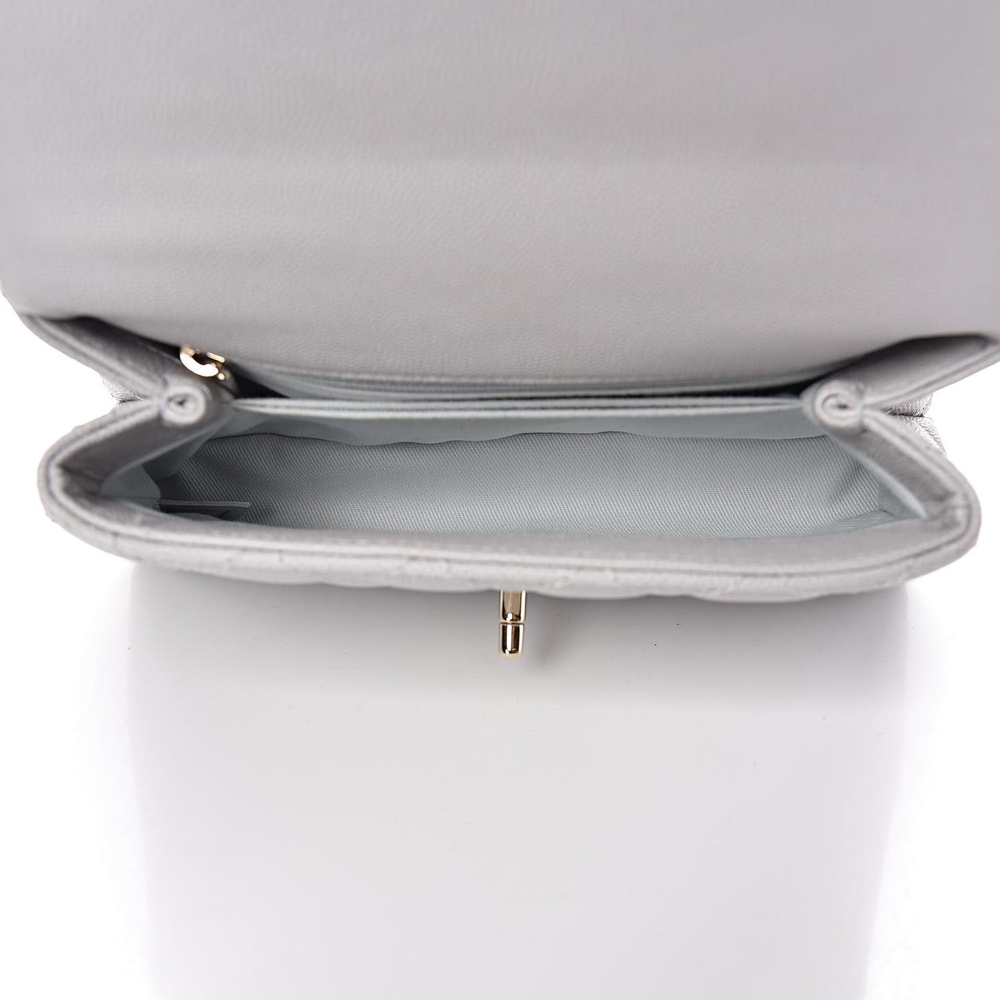 Caviar Quilted Mini Coco Handle Flap Light Grey