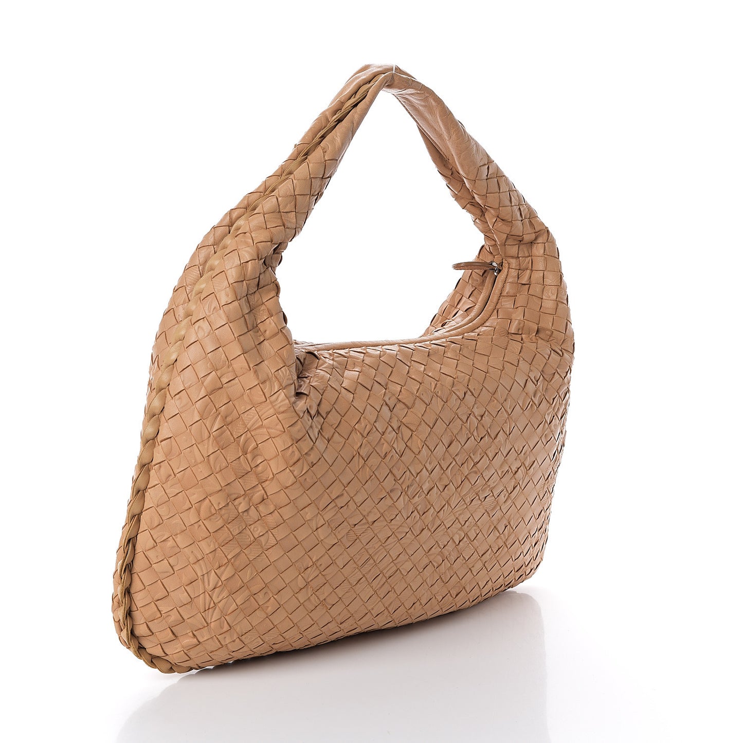 Nappa Intrecciato Embossed Medium Veneta Hobo Camel