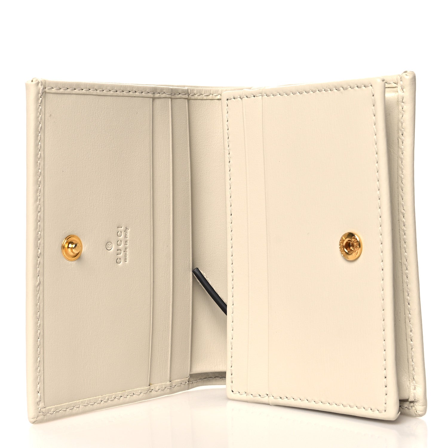 Gucci Boarded Plutone Calfskin Horsebit 1955 Card Case Wallet Mystic White 5 of 8