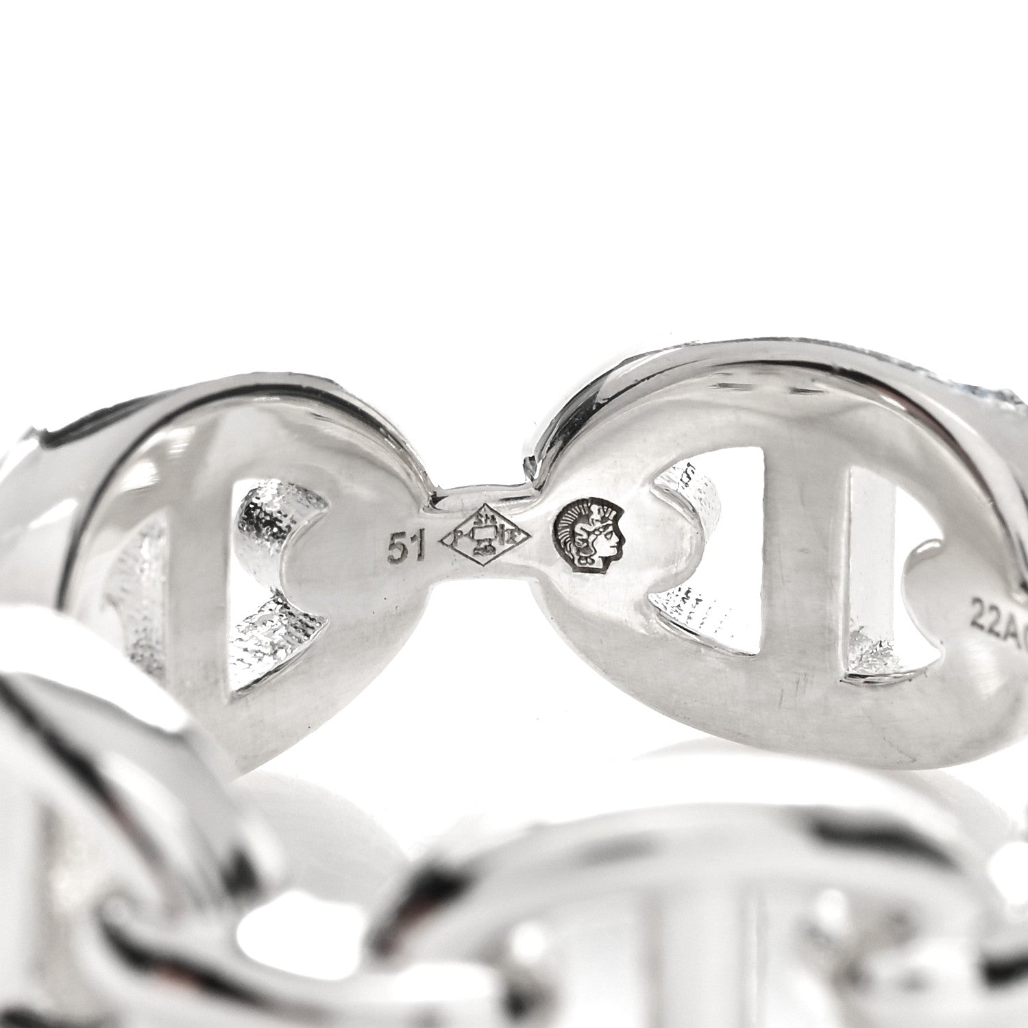 Hermes Sterling Silver PM Chaine d'Ancre Enchainee Band Ring 51 5.75 5 of 7