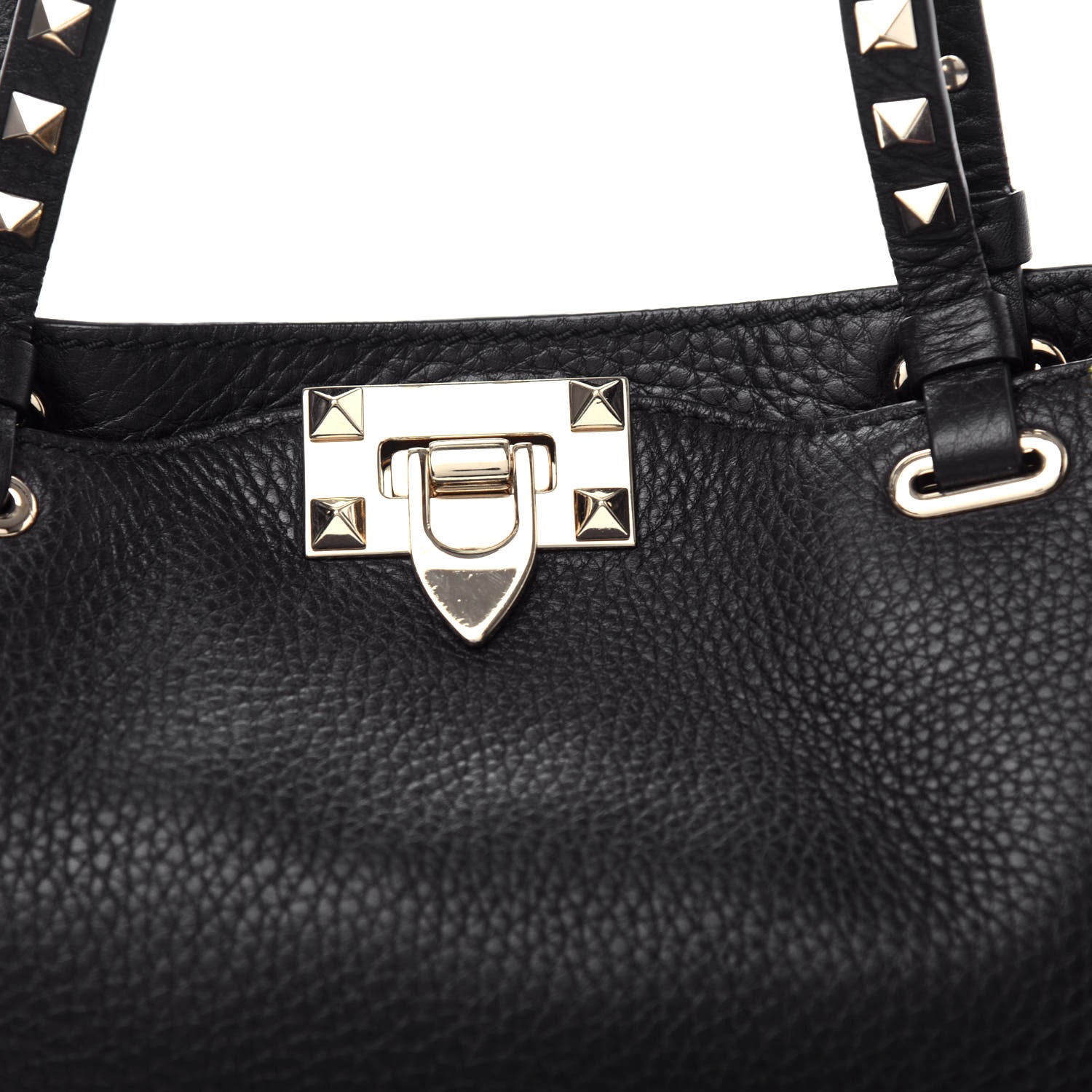Valentino Garavani Grained Calfskin Embroidered Small Rockstud Rolling Tote Black 10 of 11