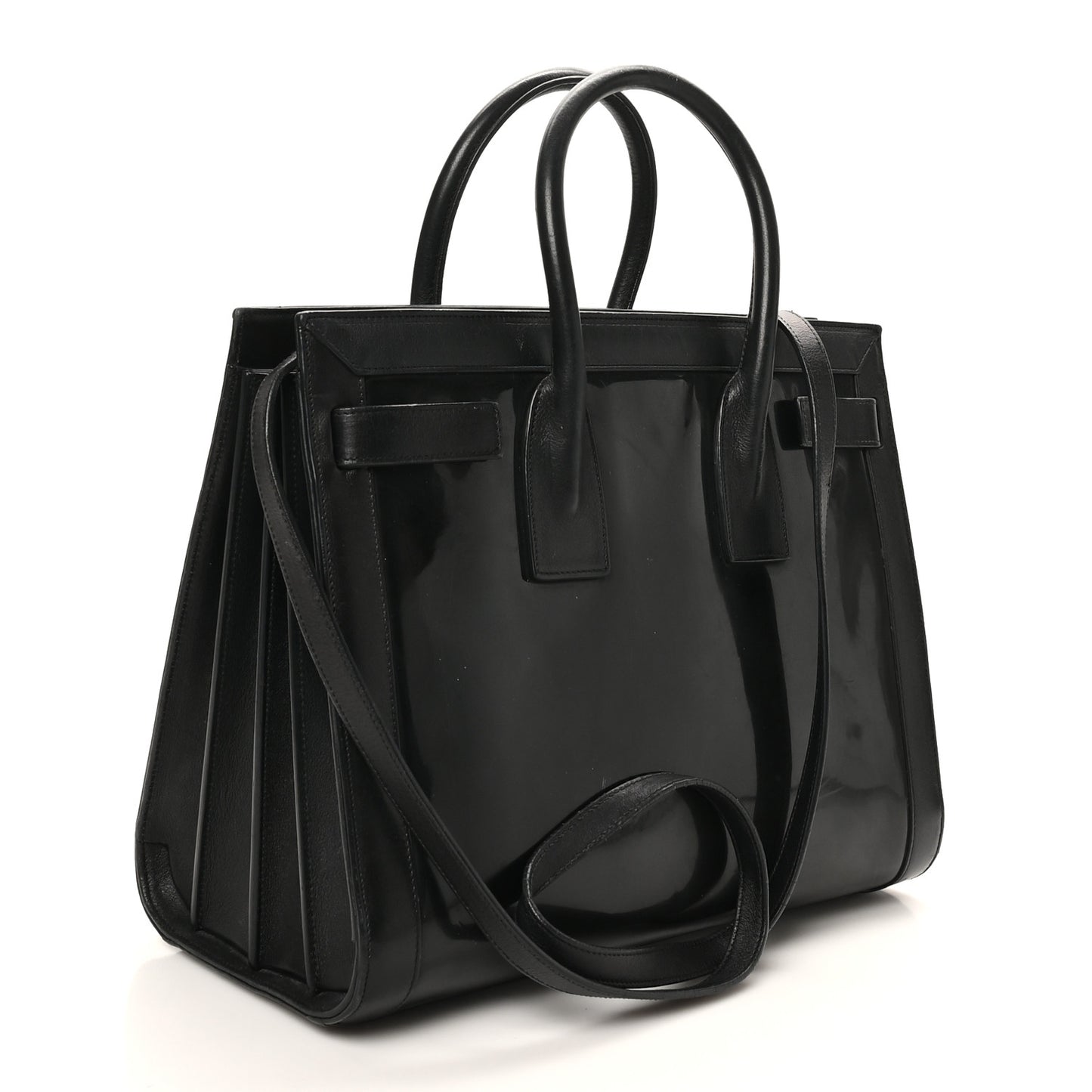 Patent Calfskin Small Sac de Jour Black