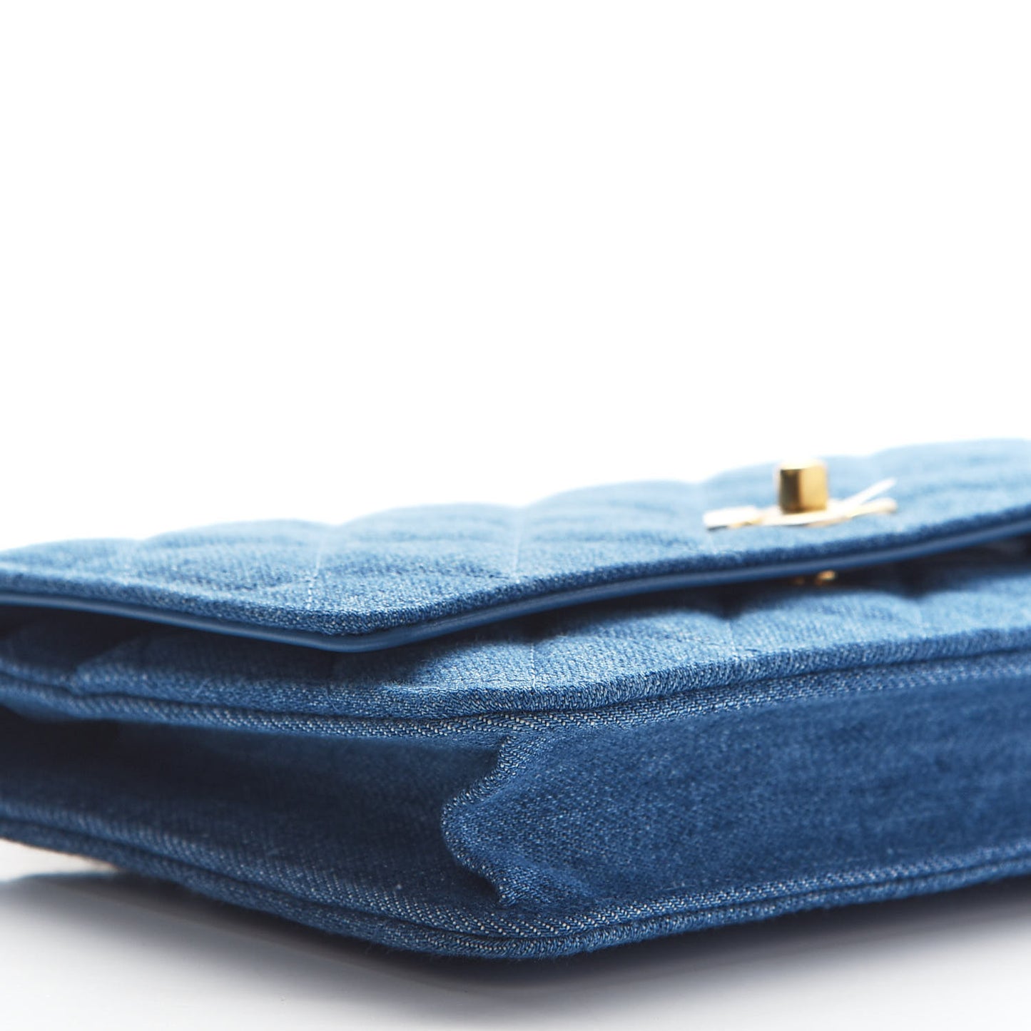 Denim Quilted CC Pearl Crush Wallet On Chain WOC Blue