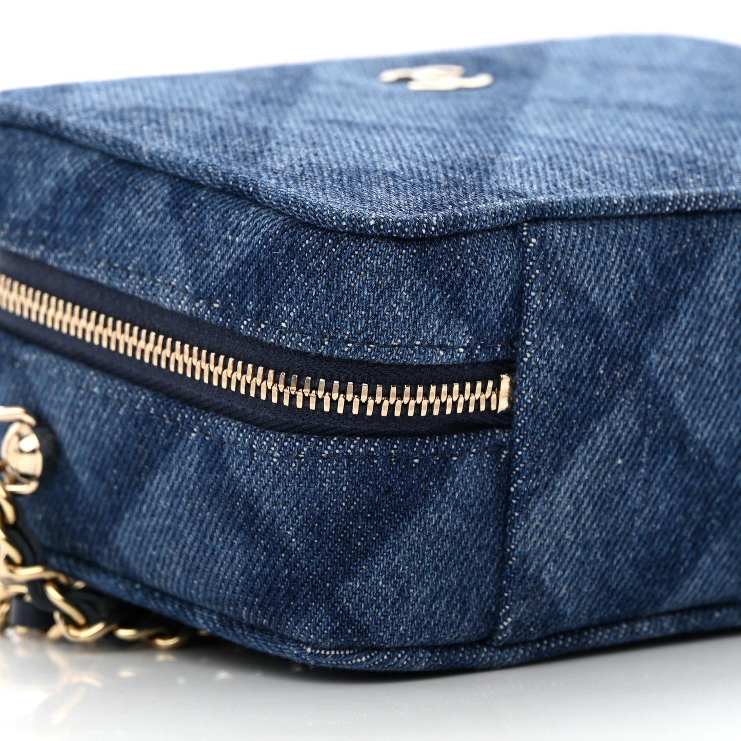 Printed Denim CC Camera Case Blue