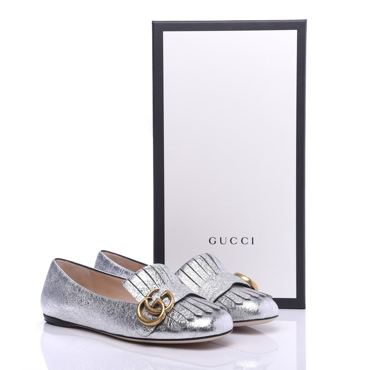 Galassia GG Marmont Fringe Flats 35 Argento