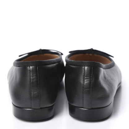 Chanel Lambskin Cap Toe CC Ballerina Flats 35 Black Beige 6 of 11