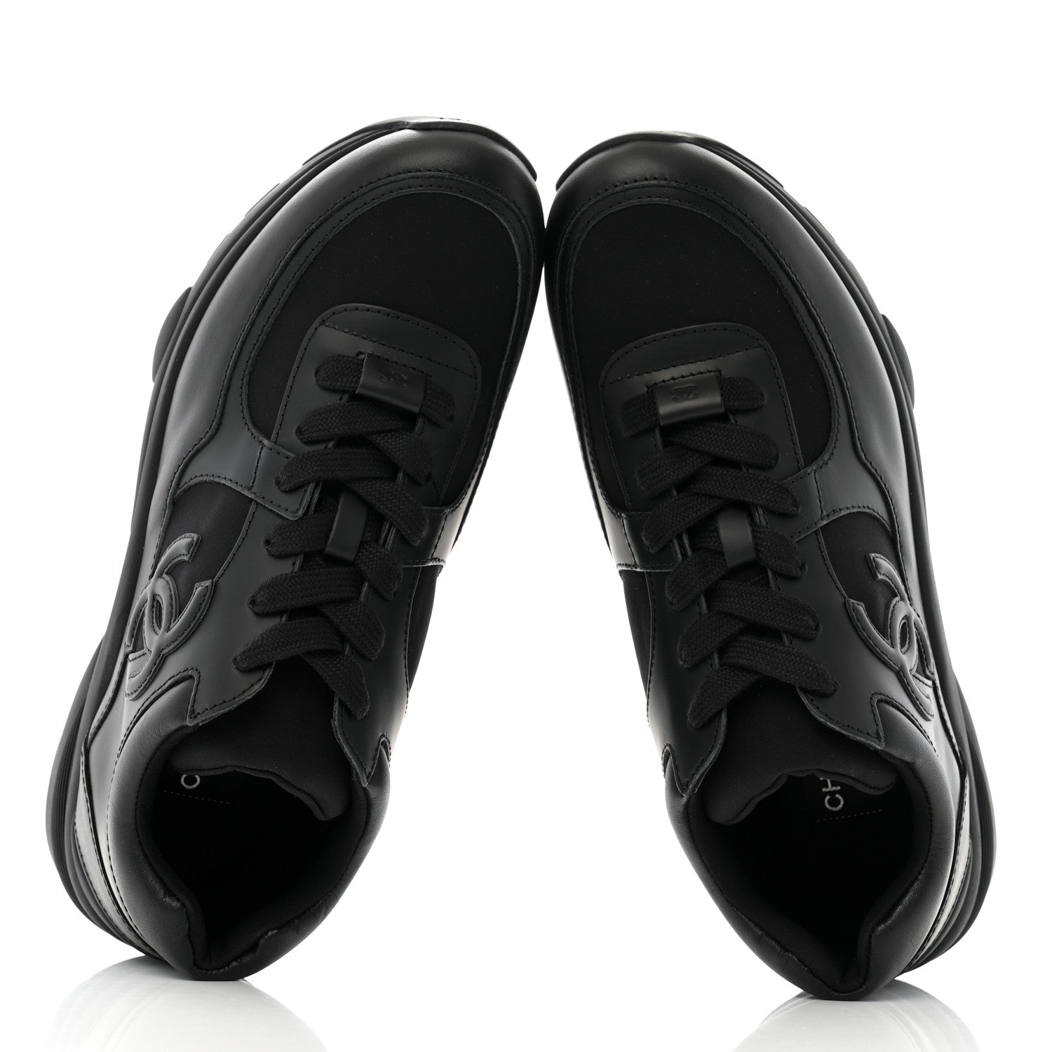 Chanel Lambskin Fabric CC Uniform Mens Sneakers 40 Black 3 of 10