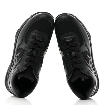 Chanel Lambskin Fabric CC Uniform Mens Sneakers 40 Black 3 of 10