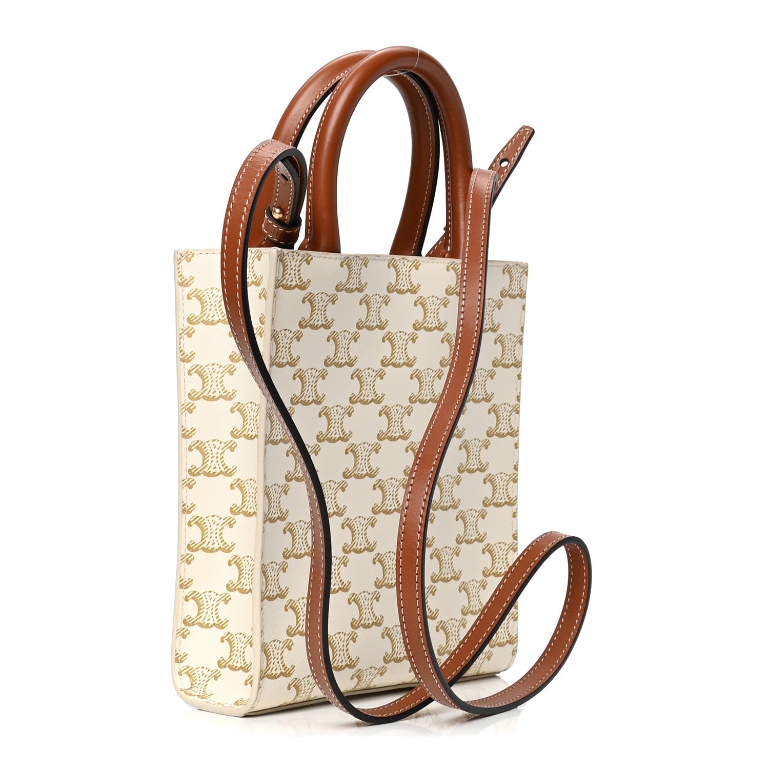 Celine Triomphe Canvas Calfskin Mini Vertical Cabas White 2 of 4