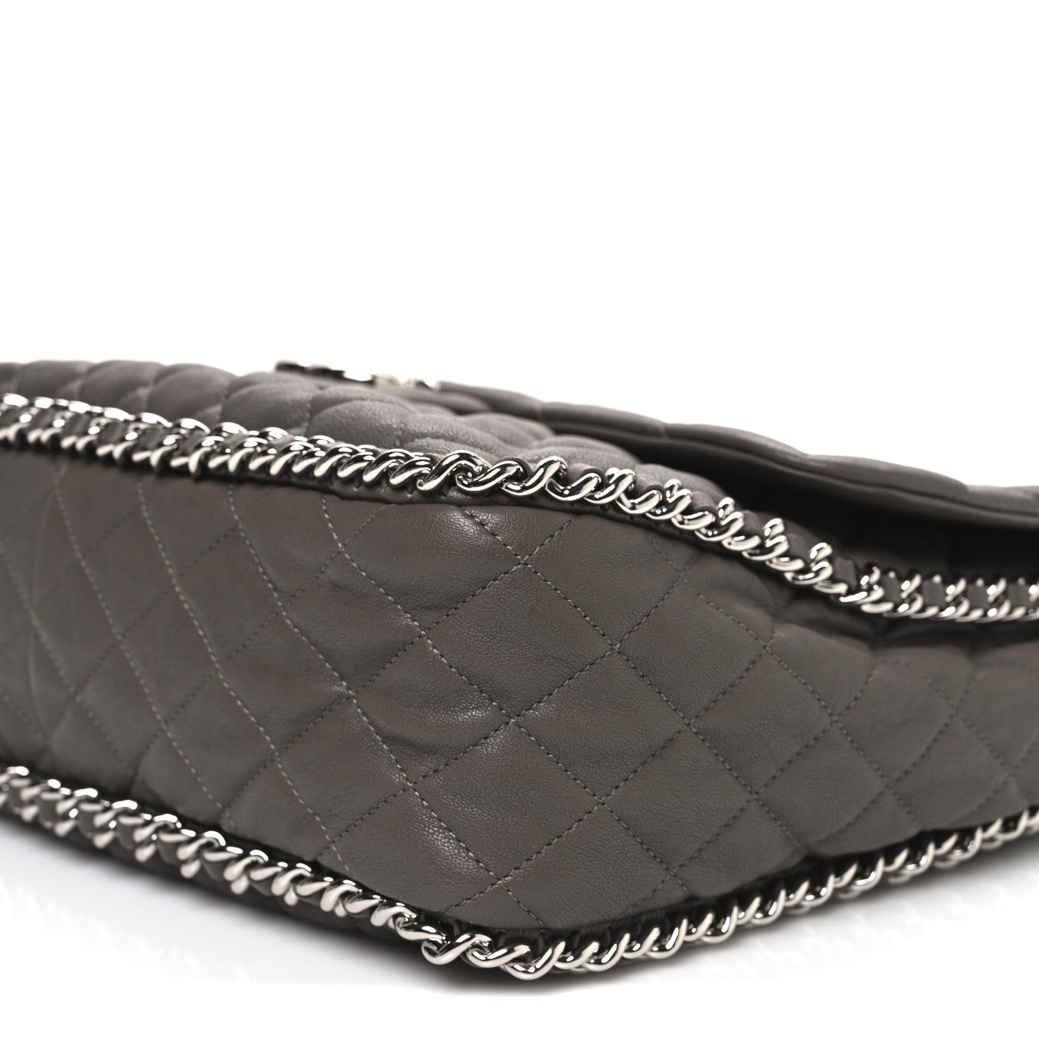 Chanel Washed Lambskin Quilted Chain Around Maxi Flap Taupe 10 of 10