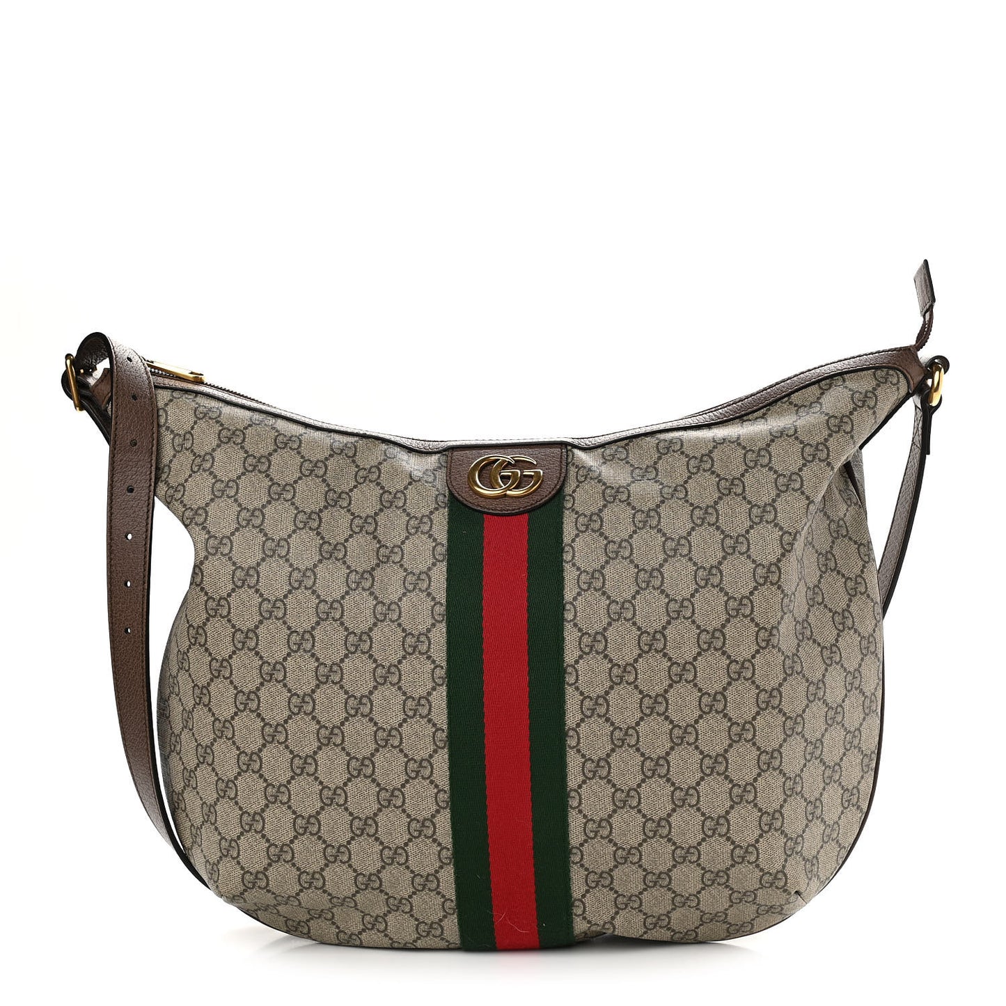 GG Supreme Monogram Web Ophidia Half Moon Hobo Brown