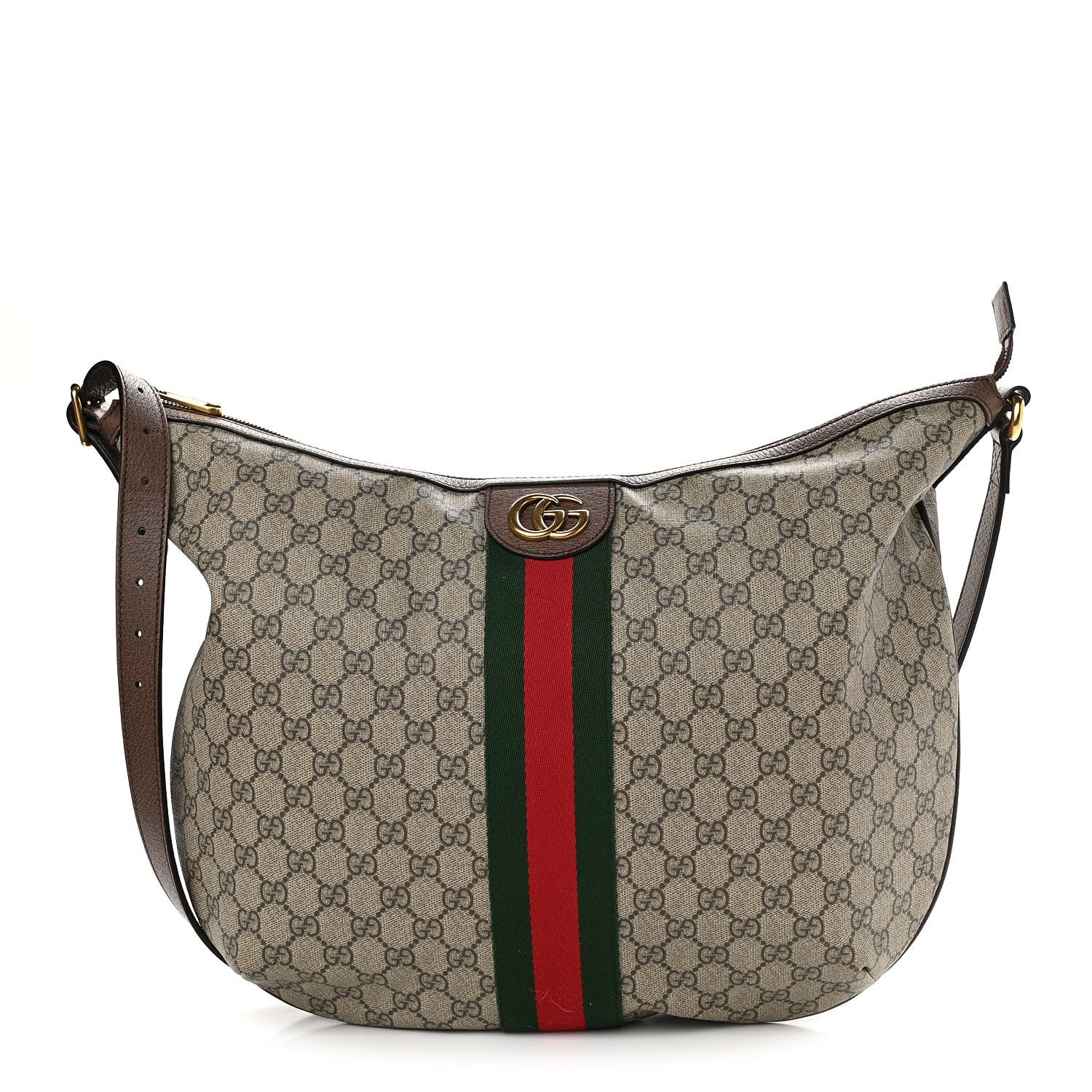 Gucci GG Supreme Monogram Web Ophidia Half Moon Hobo Brown 1 of 16