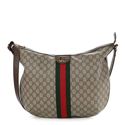 Gucci GG Supreme Monogram Web Ophidia Half Moon Hobo Brown 1 of 16