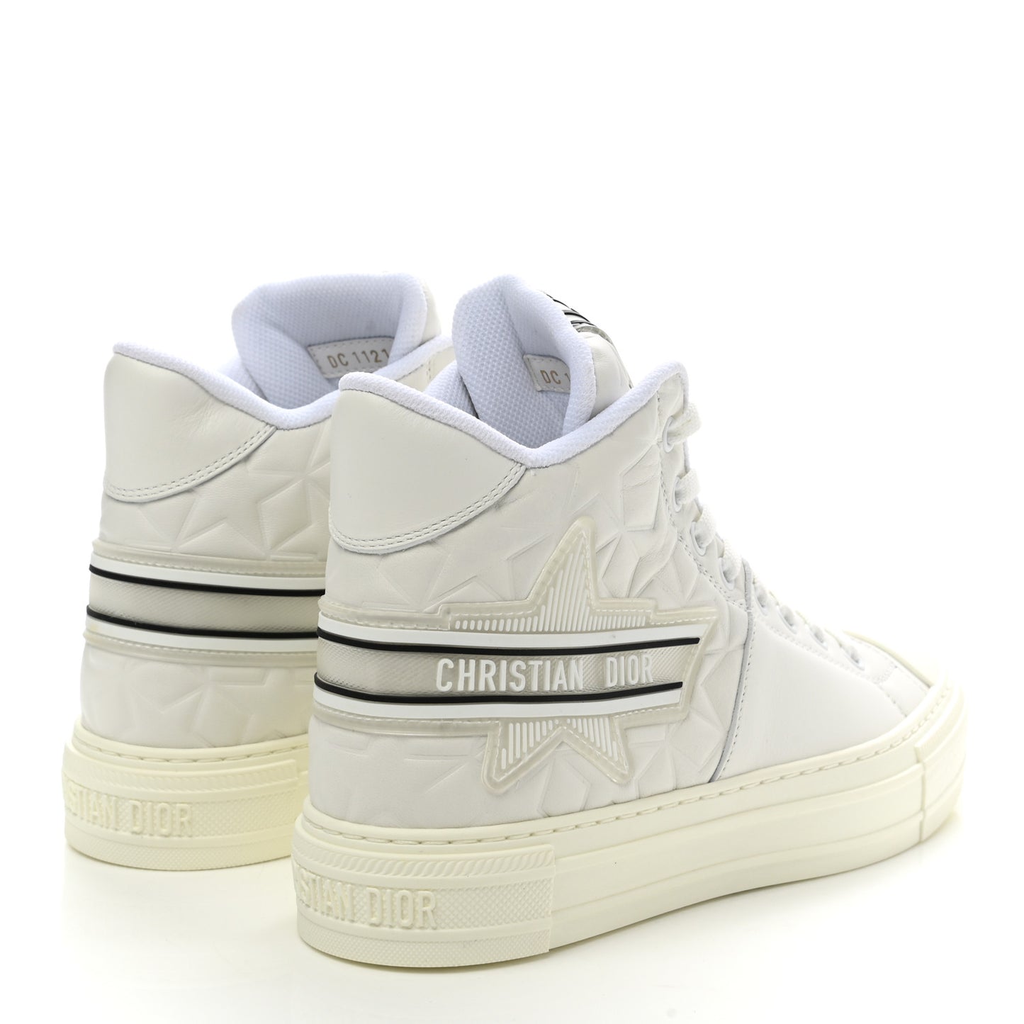 Calfskin Womens Walk'n' Dior Star High Top Sneakers 37 White