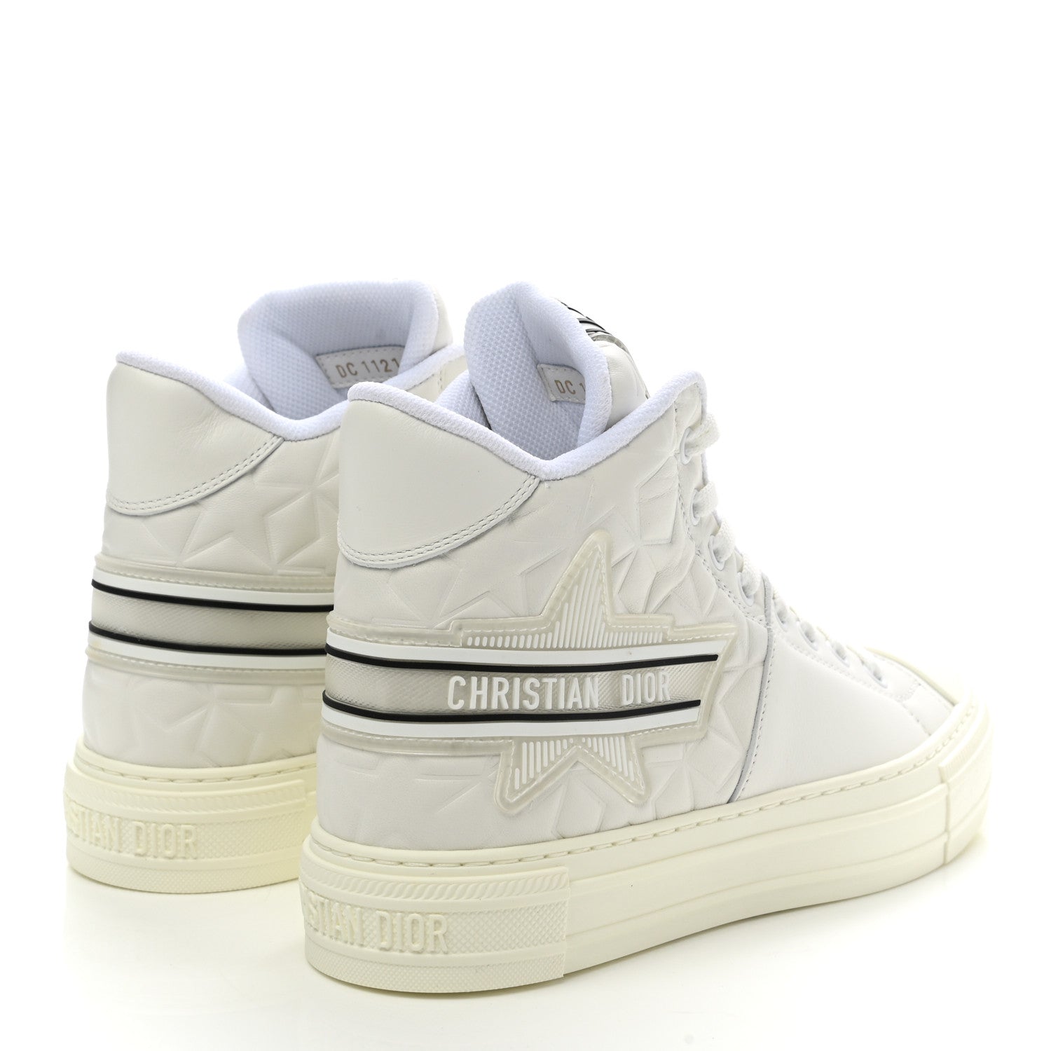 Christian Dior Calfskin Womens Walk'n' Dior Star High Top Sneakers 37 White 4 of 9