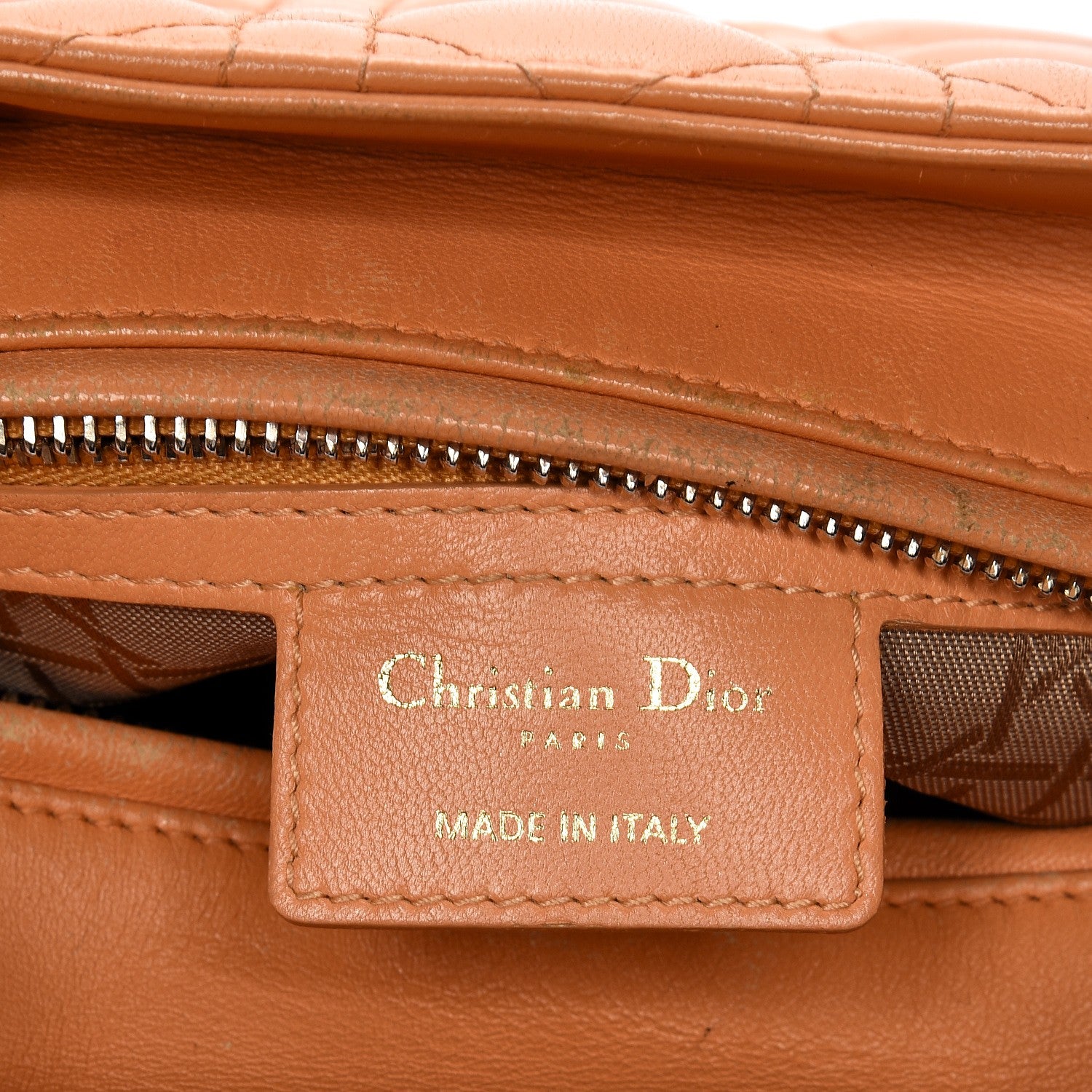 Christian Dior Lambskin Cannage Medium Lady Dior Orange 7 of 20
