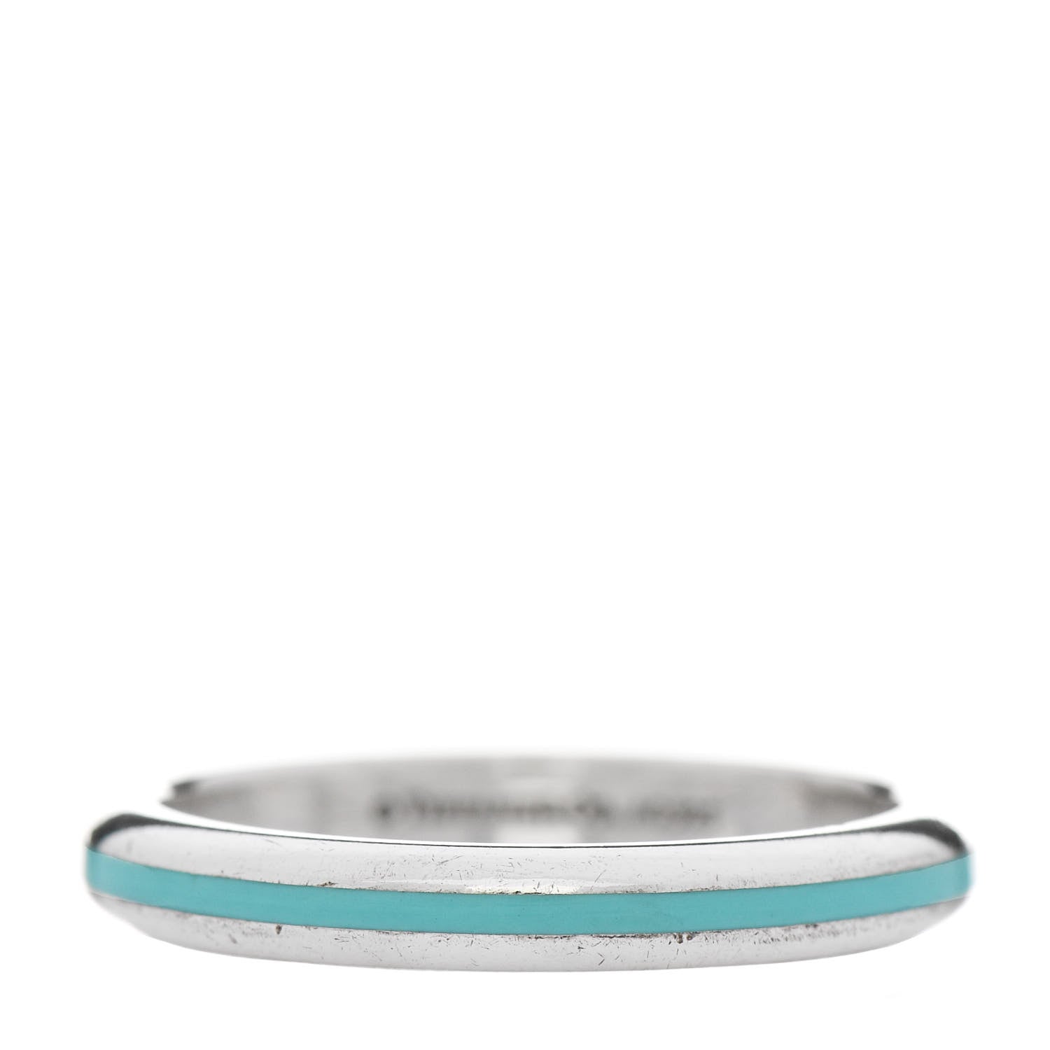 Tiffany Sterling Silver Enamel Stackable Ring Blue 58 8.5 1 of 4