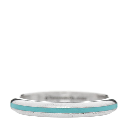 Tiffany Sterling Silver Enamel Stackable Ring Blue 58 8.5 1 of 4