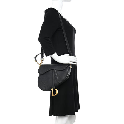 Christian Dior Grained Calfskin Saddle Bag With Strap Black 2 of 16
