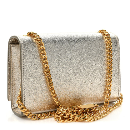Saint Laurent Metallic Calfskin Small Classic Monogram Kate Satchel Platine 3 of 15