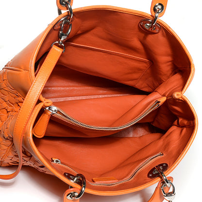 Christian Dior Lambskin Woven North South Avenue Tote Orange 5 of 8