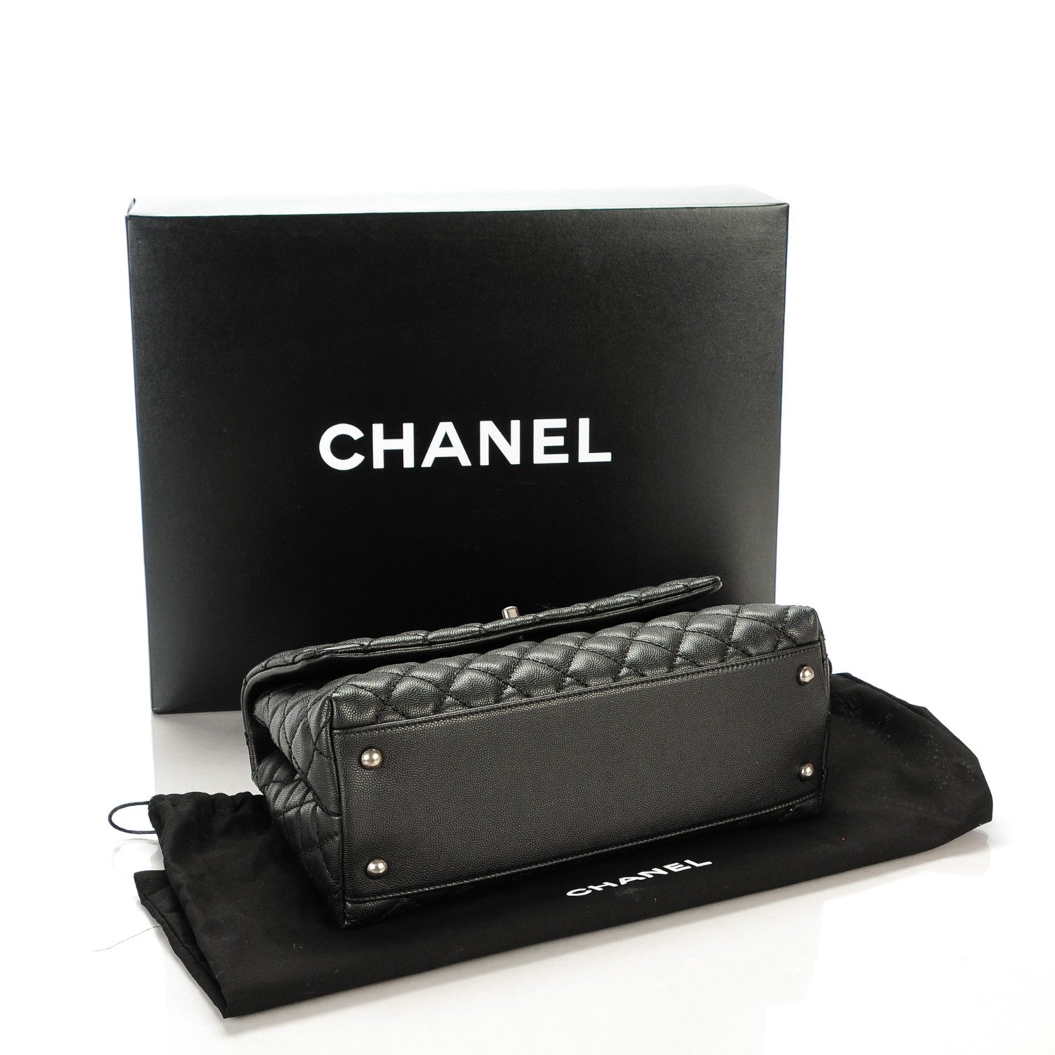 Chanel Caviar Lizard Quilted Small Coco Handle Flap Black 3 of 7