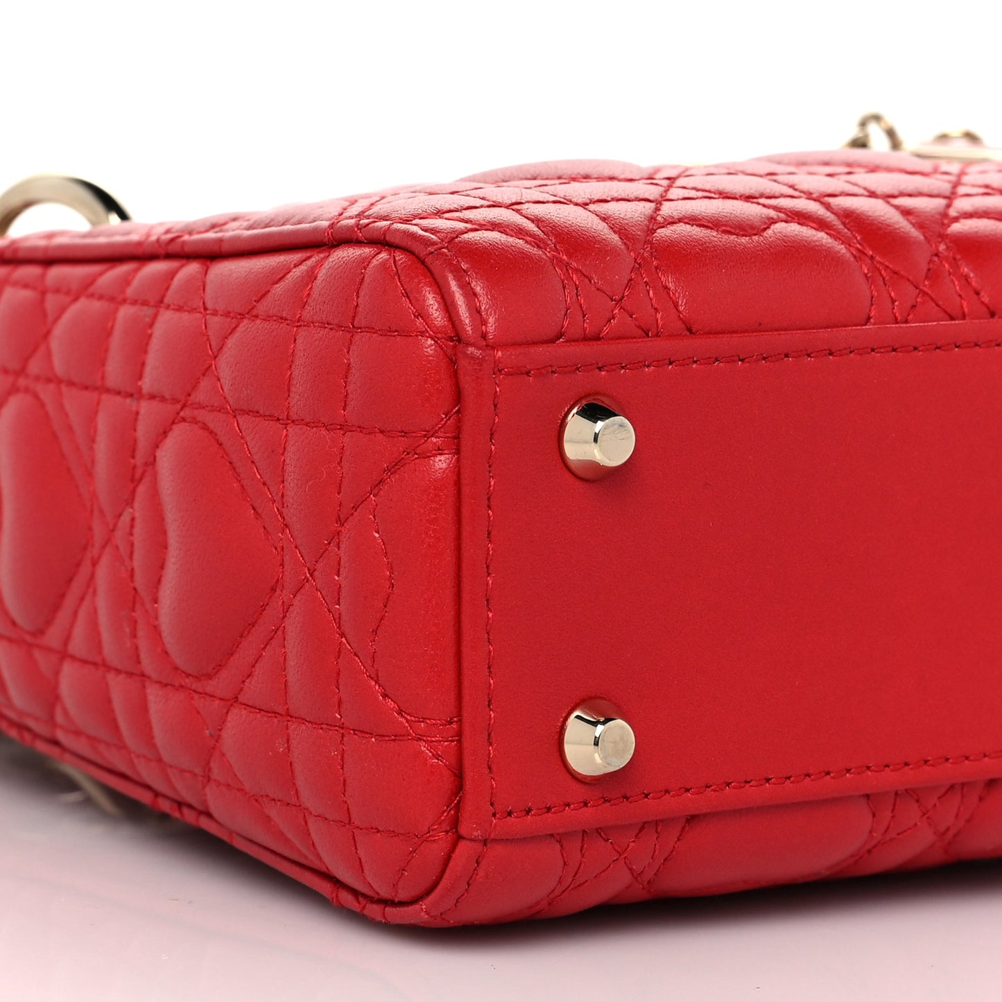 Calfskin Cannage Dioramour Mini Lady Dior Bag Bright Red