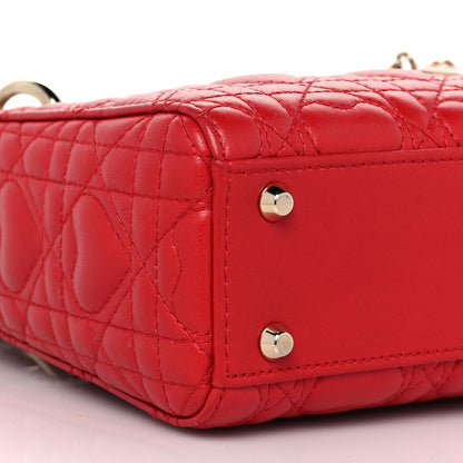 Christian Dior Calfskin Cannage Dioramour Mini Lady Dior Bag Bright Red 8 of 9