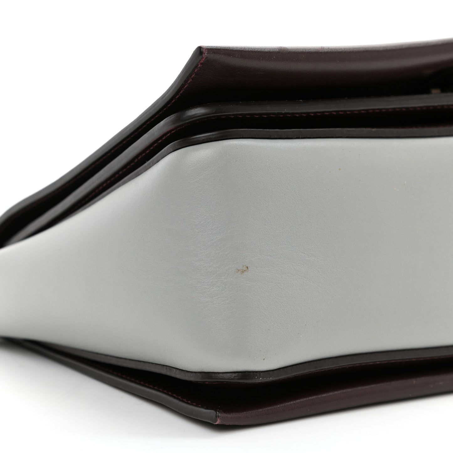 Shiny Smooth Calfskin Medium Frame Shoulder Bag Burgundy Pearl Blue