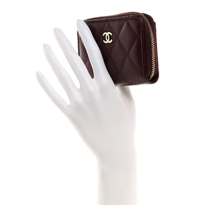 Chanel Caviar Quilted Zip Around Coin Purse Burgundy 2 of 7