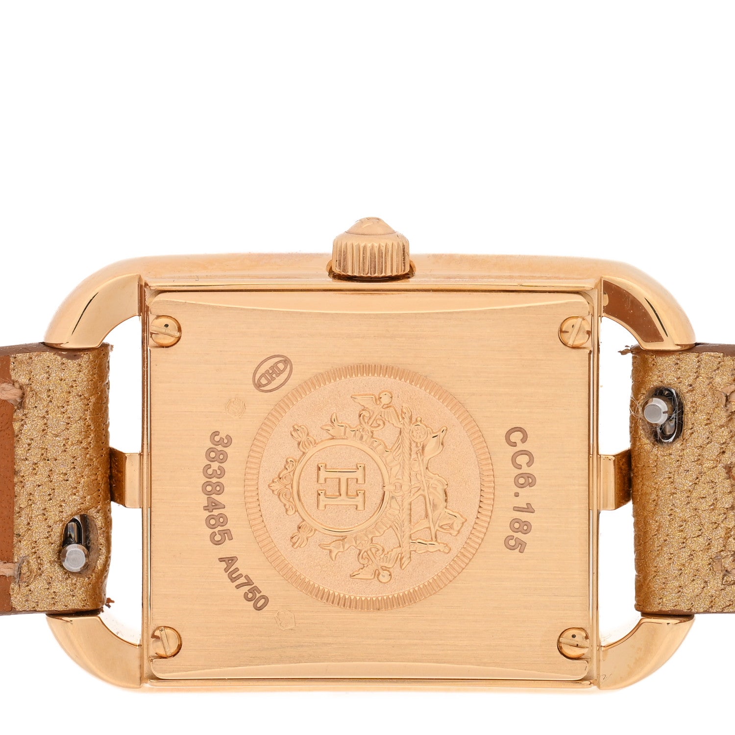 Hermes 18K Yellow Gold Chevre Chamkilight 21mm Cape Cod Quartz Watch Dore 4 of 5