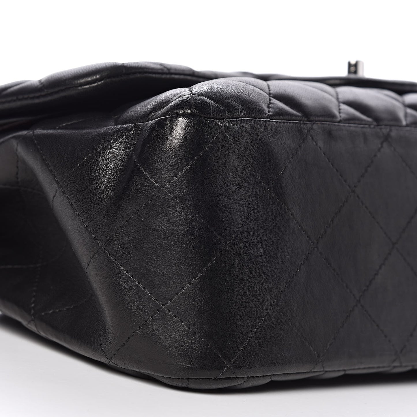 Lambskin Quilted Jumbo Double Flap Black