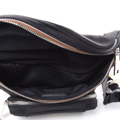 Fendi Nylon Vitello Century Pequin Logo Plate Pocket Belt Bag Black 5 of 9