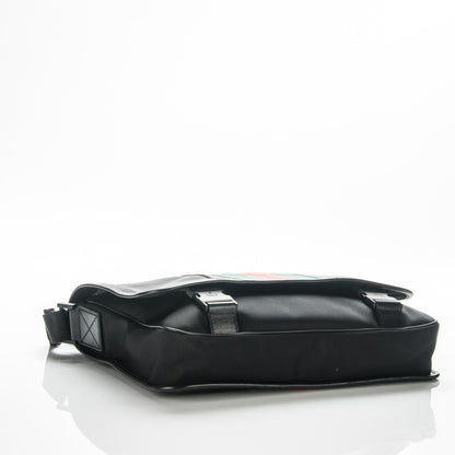 Gucci Nylon Web Snow Glam Double Buckle Flap Messenger Bag Black 4 of 7