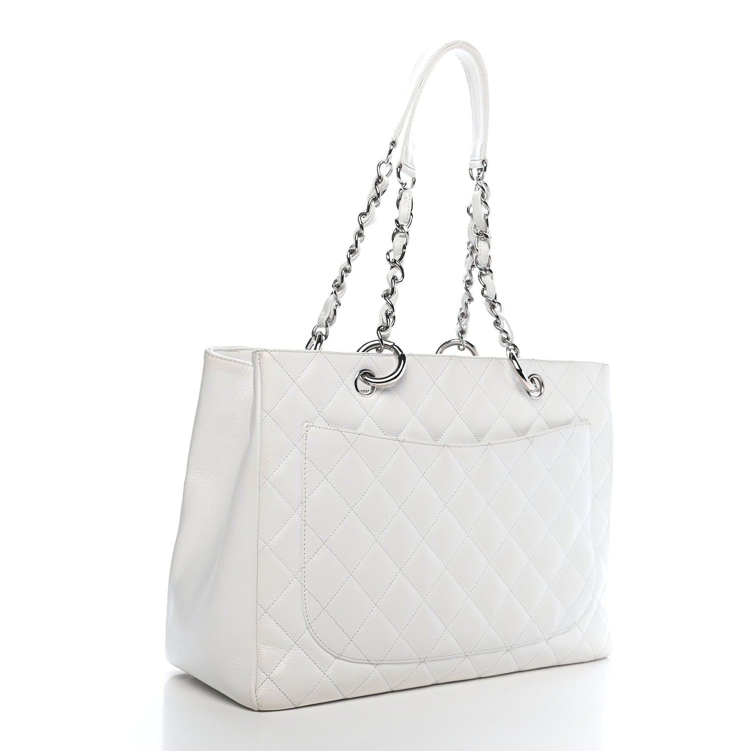 Chanel Caviar Quilted Grand Shopping Tote GST White 3 of 14