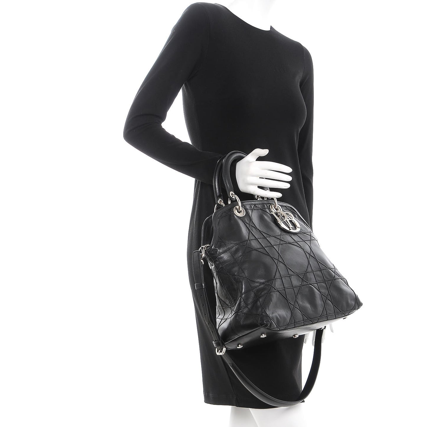 Lambskin Cannage Medium Granville Tote Black