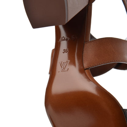 Louis Vuitton Calfskin Monogram Horizon Sandals 36 Cognac Brown 7 of 18