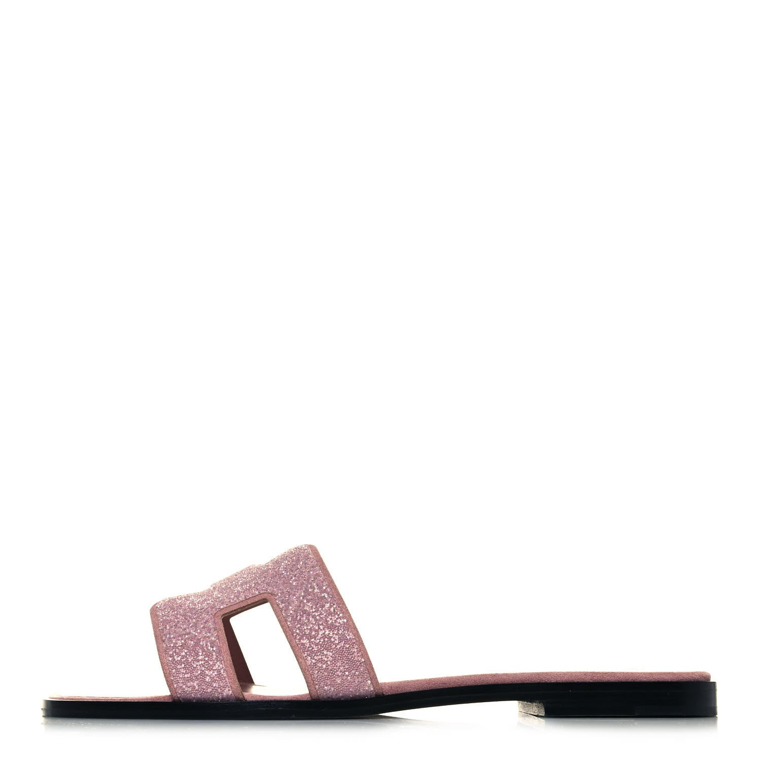 Hermes Suede Goatskin Crystal Powder Oran Sandals 38.5 Rose 1 of 9