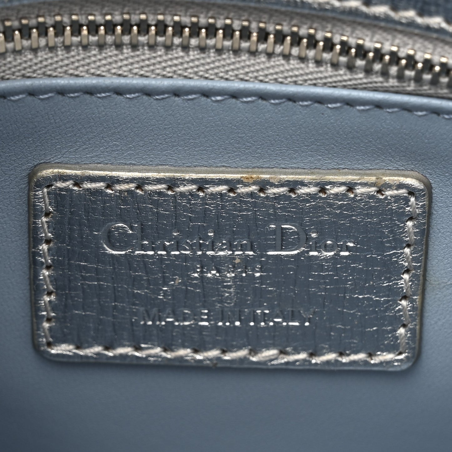 Metallic Grained Calfskin Cannage Small Lucky Badges My Lady Dior Silver