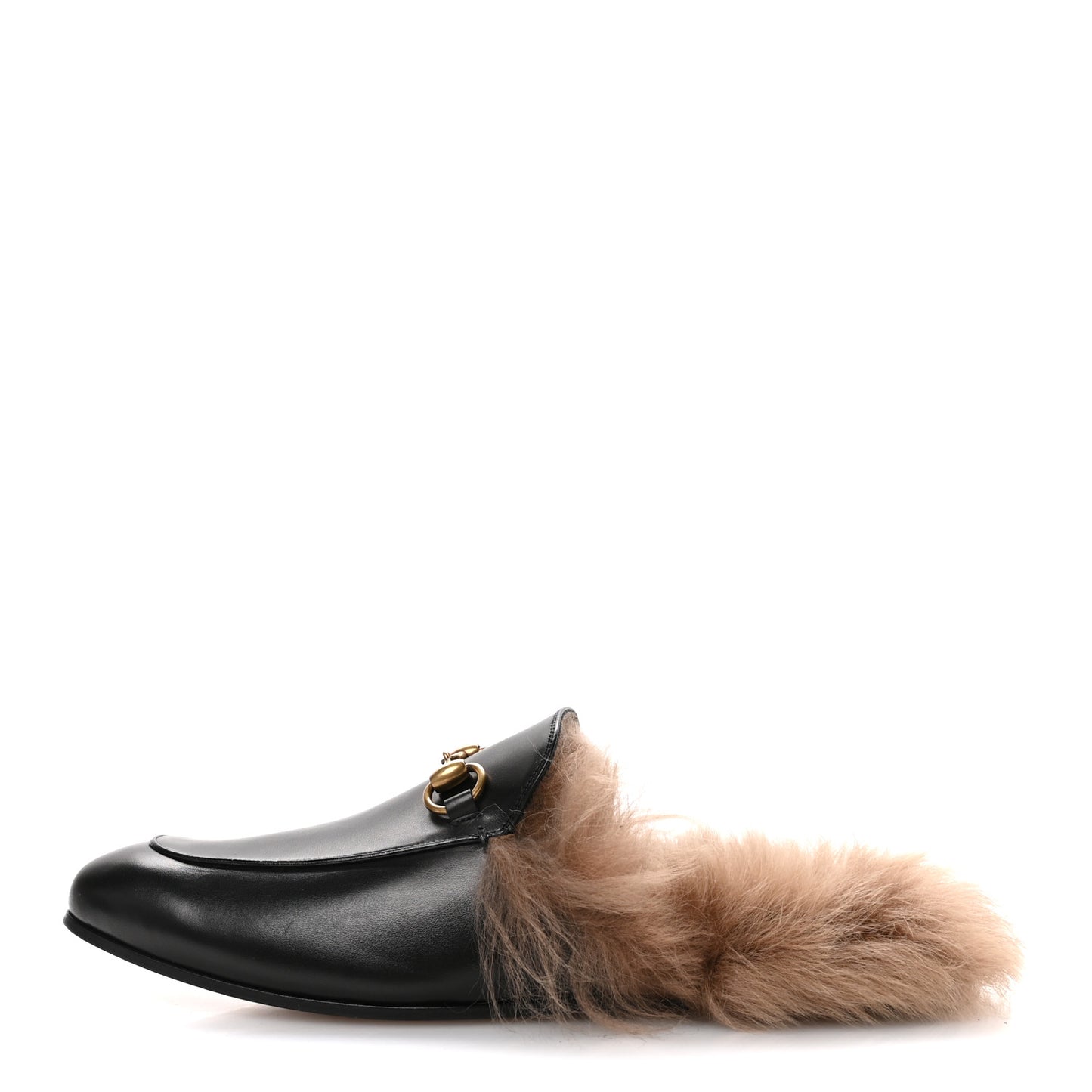 Calfskin Fur Mens Princetown Slippers 9 Black