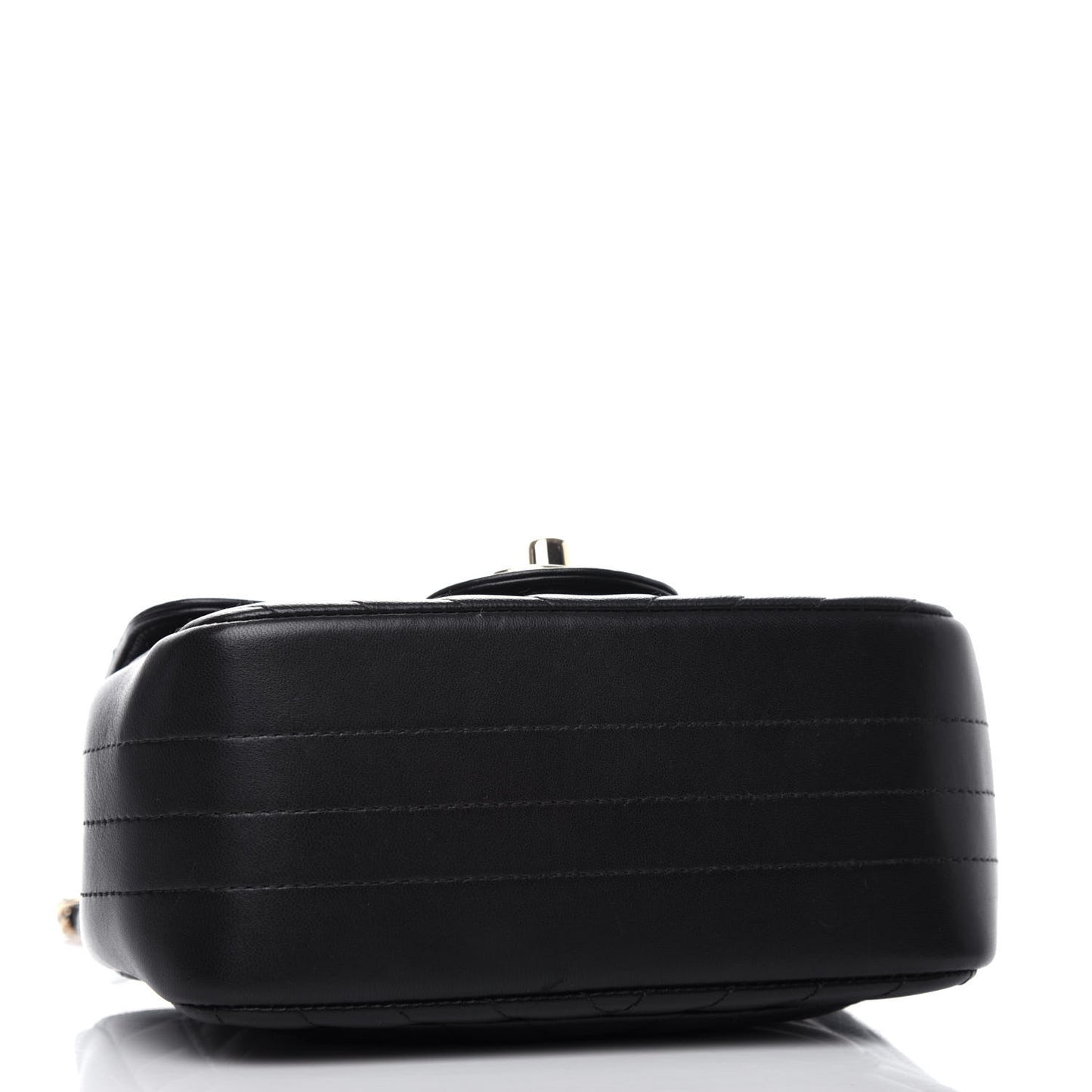 Lambskin Chevron Quilted Mini Square Flap Black