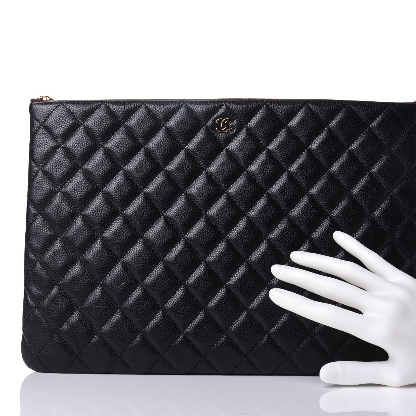 Caviar Quilted Large Cosmetic Case Black