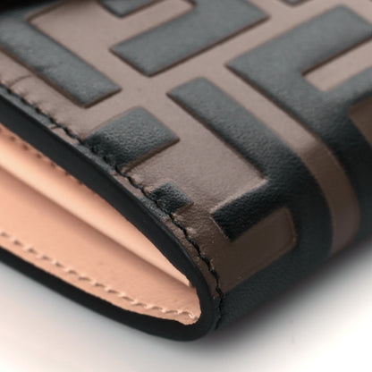 Fendi Vitello Cruise F is Fendi Bi-Color FF 1974 Embossed Continental Envelope Wallet On Chain Maya Black Light Rose 10 of 12
