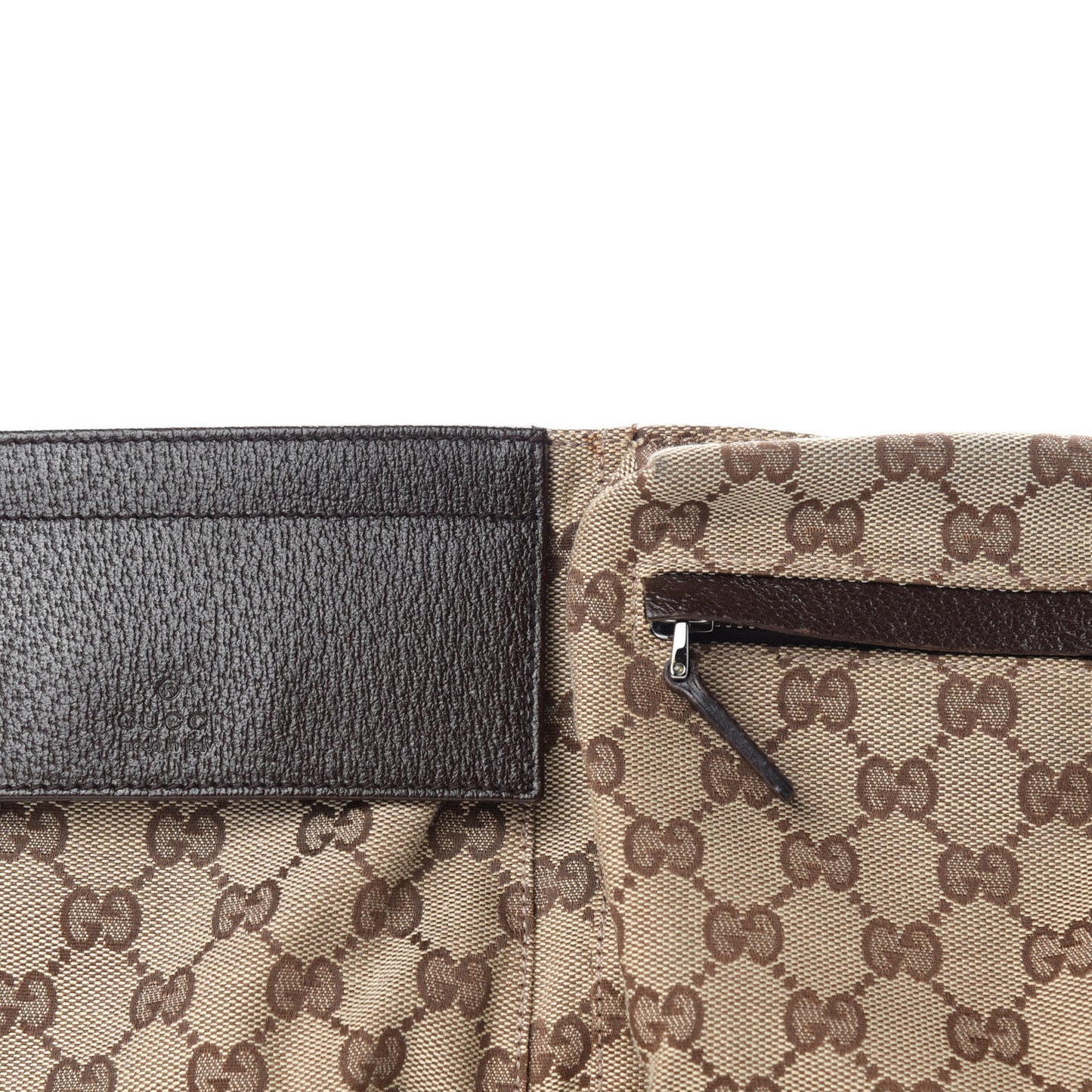GG Monogram Double Pocket Belt Bag Dark Brown