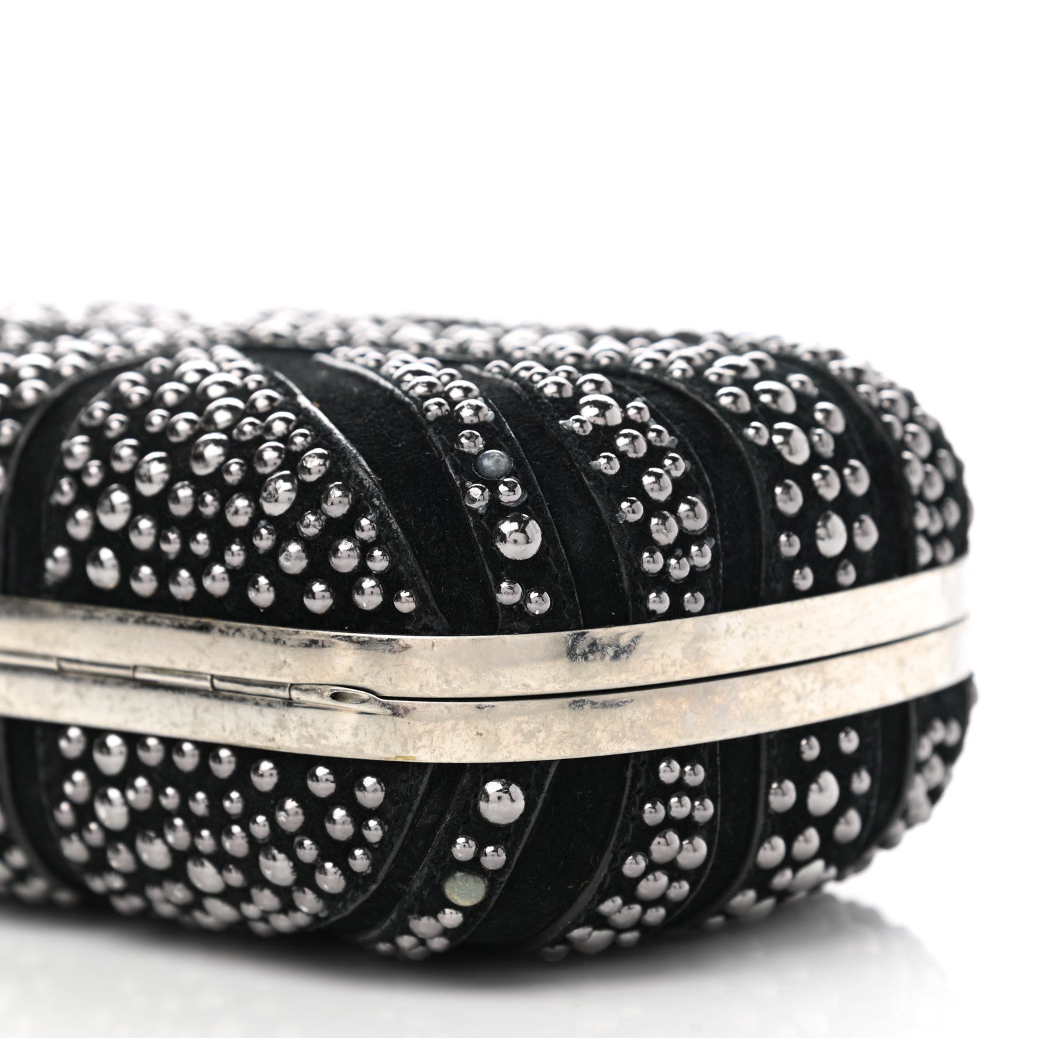 Alexander McQueen Suede Studded Britannia Skull Box Clutch Black 10 of 10