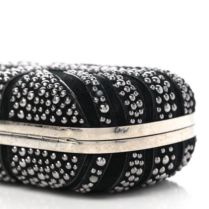 Alexander McQueen Suede Studded Britannia Skull Box Clutch Black 10 of 10