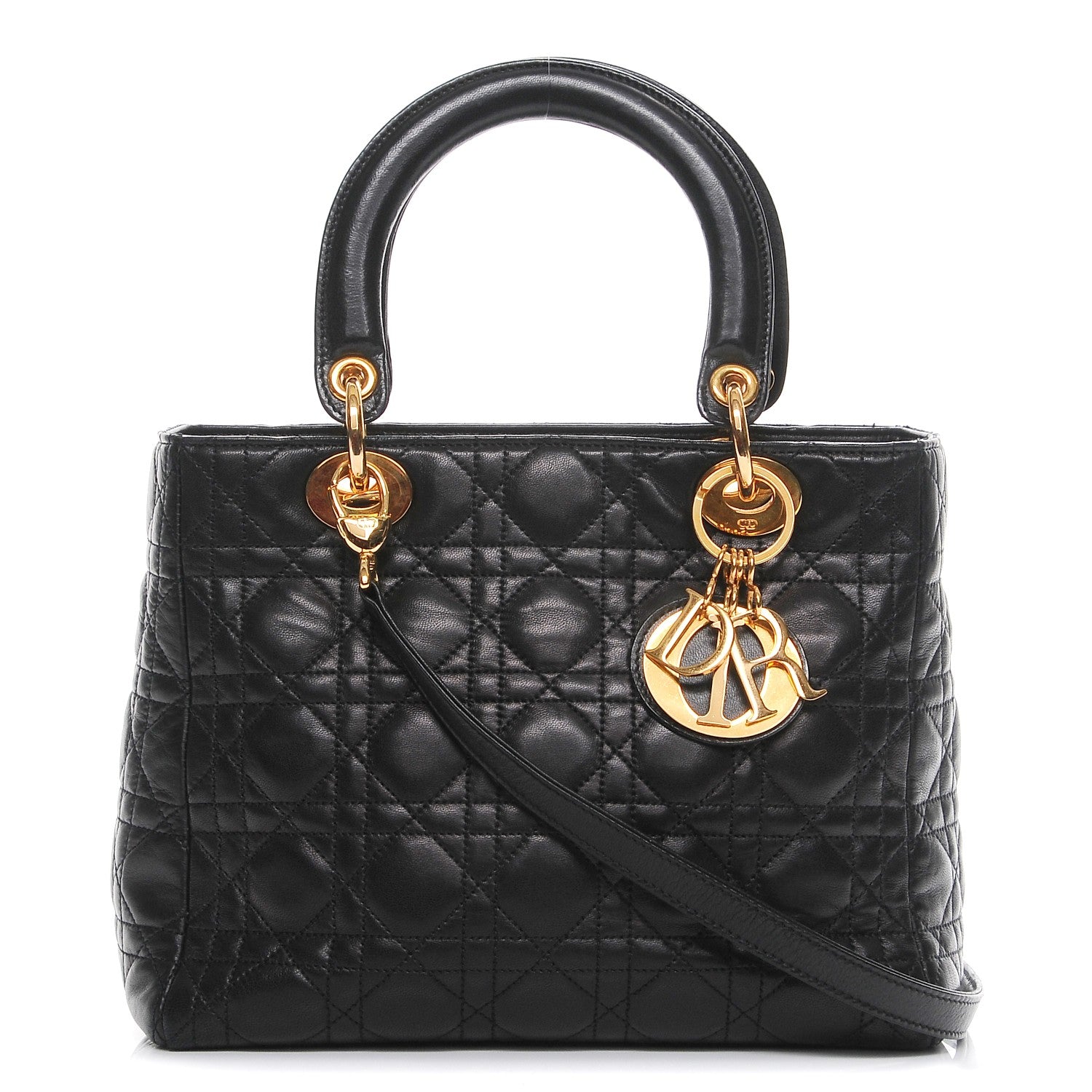 Christian Dior Lambskin Cannage Medium Lady Dior Black 1 of 12