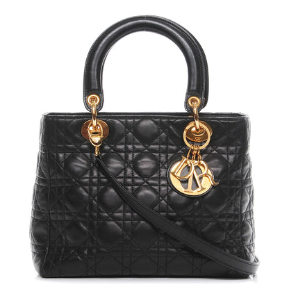 Christian Dior Lambskin Cannage Medium Lady Dior Black 1 of 12