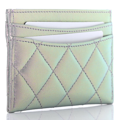 Chanel Iridescent Calfskin Quilted Card Holder Light Purple 3 of 8